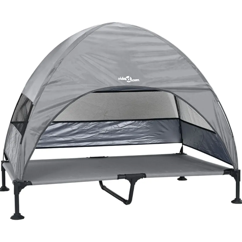 vidaXL Verhoogd Hondenbed Lichtgrijs 127 x 81 x 108 cm Stof en Staal