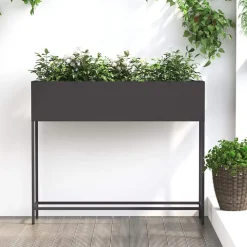 vidaXL Verhoogde Tuin Plantbak Zwart 100 x 26 x 82 cm Staal