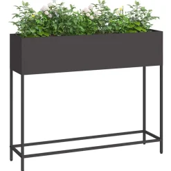 vidaXL Verhoogde Tuin Plantbak Zwart 100 x 26 x 82 cm Staal