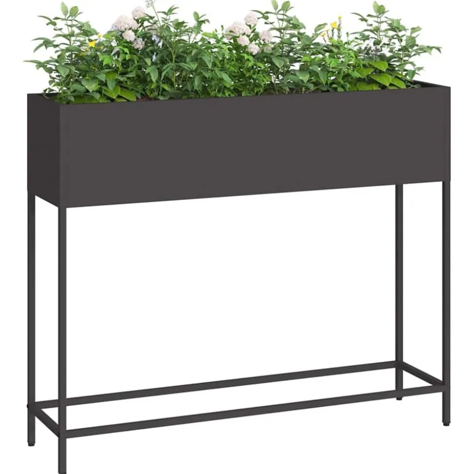 vidaXL Verhoogde Tuin Plantbak Zwart 100 x 26 x 82 cm Staal