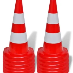 vidaXL Verkeerskegel reflecterend 50 cm rood en wit 10 st