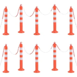 vidaXL Verkeerspalen met ketting 10 st 75 cm PE