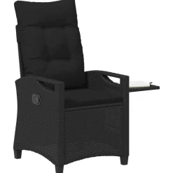 vidaXL Verstelbare tuinstoel Zwart 56 x 60 x 112 cm polyrotan