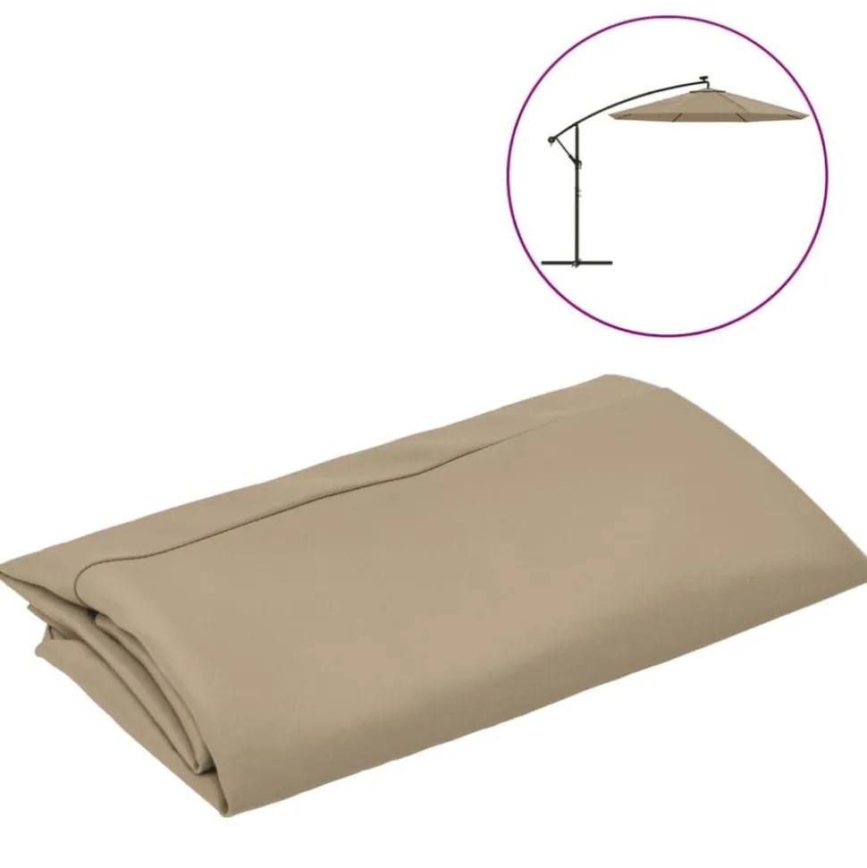 vidaXL Vervangingsdoek voor zweefparasol 300 cm taupe