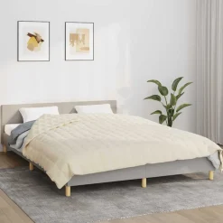 vidaXL Verzwaringsdeken 200x200 cm 13 kg stof lichtcrèmekleurig