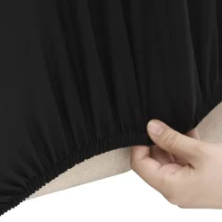 vidaXL Vierzitsbankhoes stretch polyester jersey zwart