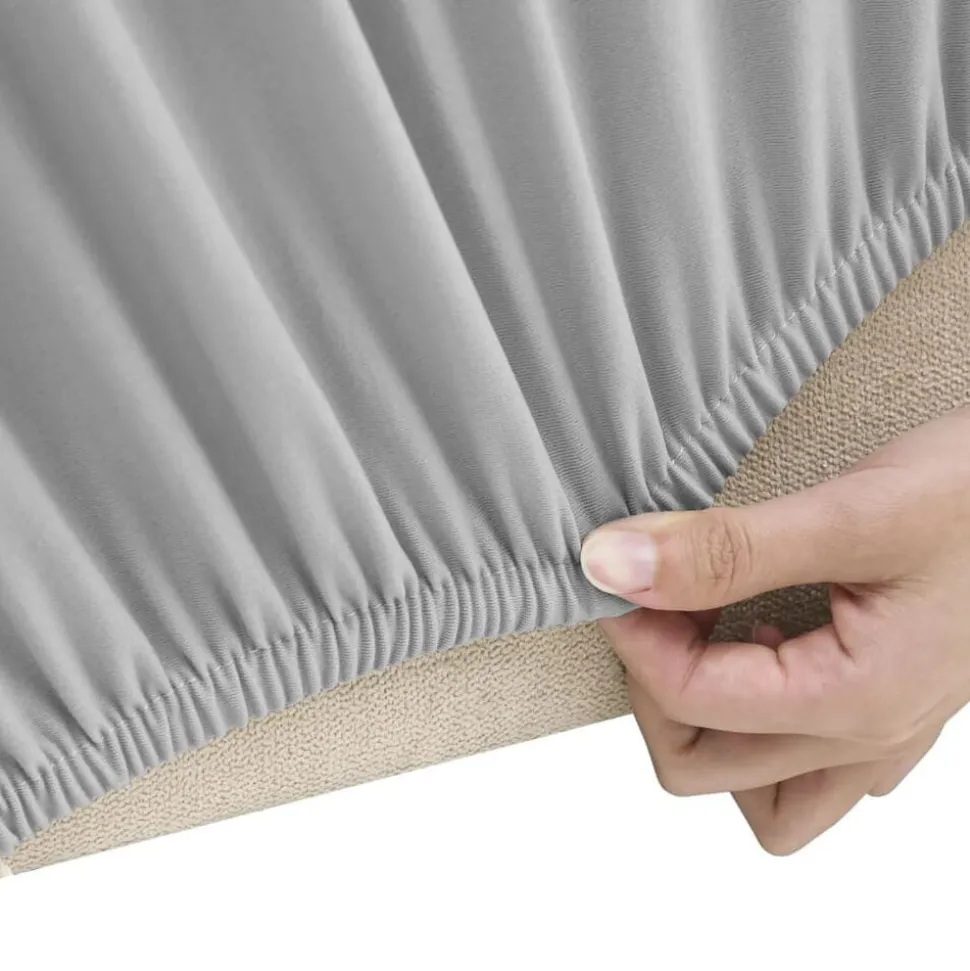 vidaXL Vierzitsbankhoes stretch polyester jersey grijs