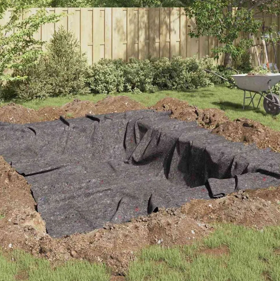 vidaXL Vijver Vlies Grijs 1 x 10 m Polyester en Katoen
