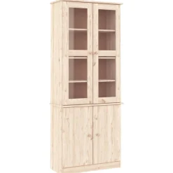 vidaXL Vitrinekast ALTA 77x35x186,5 cm massief grenenhout