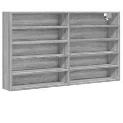 vidaXL Vitrinekast 100x15x58 cm bewerkt hout grijs sonoma eikenkleurig