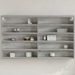 vidaXL Vitrinekast 100x15x58 cm bewerkt hout grijs sonoma eikenkleurig