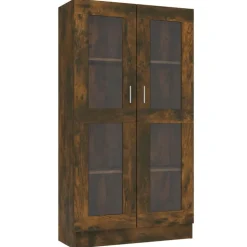 vidaXL Vitrinekast 82,5x30,5x150 cm bewerkt hout gerookt eikenkleurig