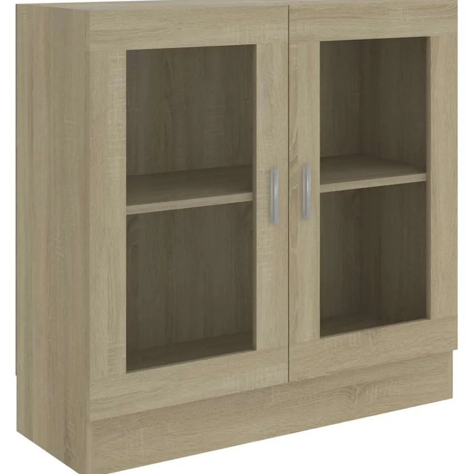 vidaXL Vitrinekast 82,5x30,5x80 cm bewerkt hout sonoma eikenkleurig