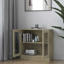 vidaXL Vitrinekast 82,5x30,5x80 cm bewerkt hout sonoma eikenkleurig