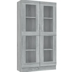 vidaXL Vitrinekast 82,5x30,5x150 cm bewerkt hout grijs sonoma eiken