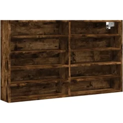 vidaXL Vitrinekast 100x15x58 cm bewerkt hout gerookt eikenkleurig