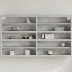vidaXL Vitrinekast 100x15x58 cm bewerkt hout betongrijs