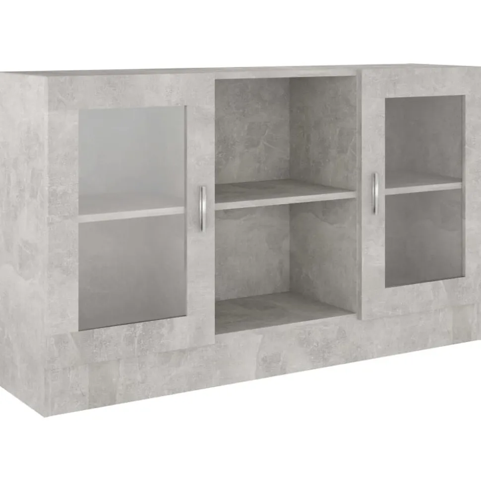 vidaXL Vitrinekast 120x30,5x70 cm bewerkt hout betongrijs