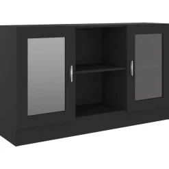 vidaXL Vitrinekast 120x30,5x70 cm bewerkt hout zwart