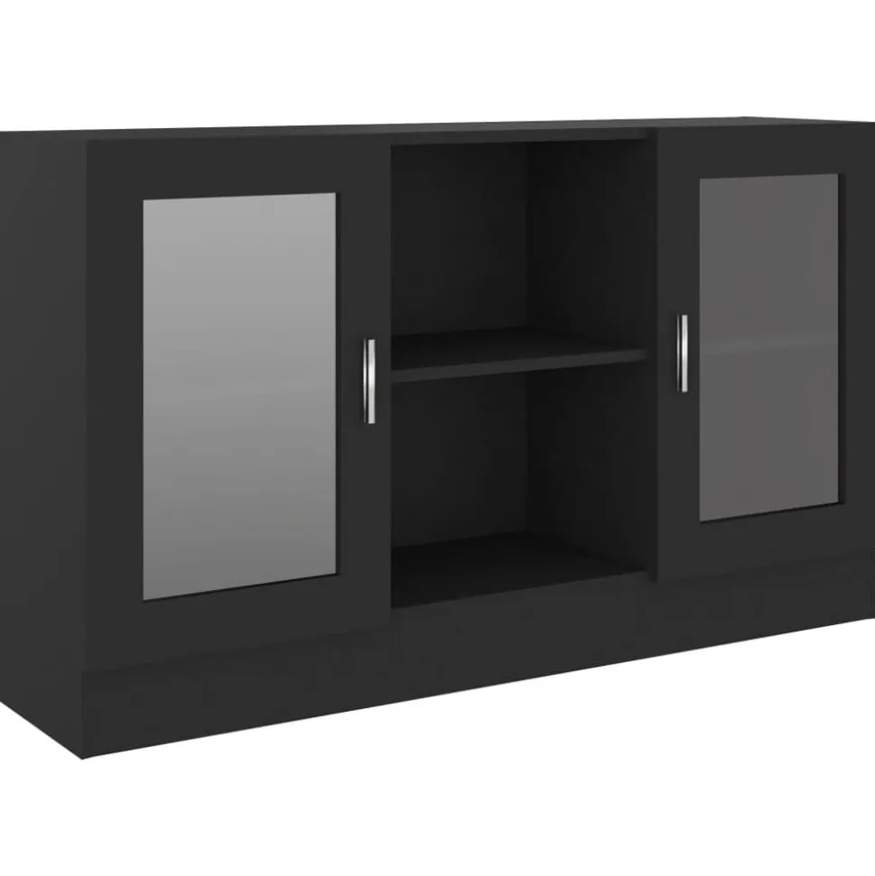 vidaXL Vitrinekast 120x30,5x70 cm bewerkt hout zwart