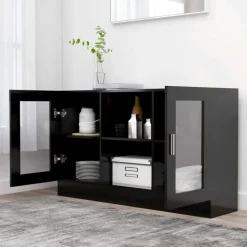 vidaXL Vitrinekast 120x30,5x70 cm bewerkt hout zwart