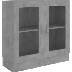 vidaXL Vitrinekast 82,5x30,5x80 cm bewerkt hout betongrijs