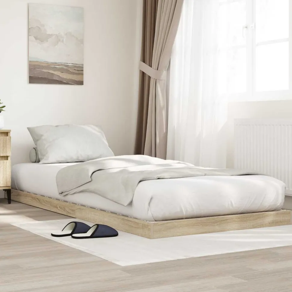vidaXL Vloer bedframe Sonoma 75 x 190 cm Bewerkt hout
