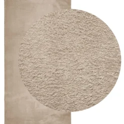 vidaXL Vloerkleed HUARTE laagpolig zacht wasbaar 60x110 cm zandkleurig