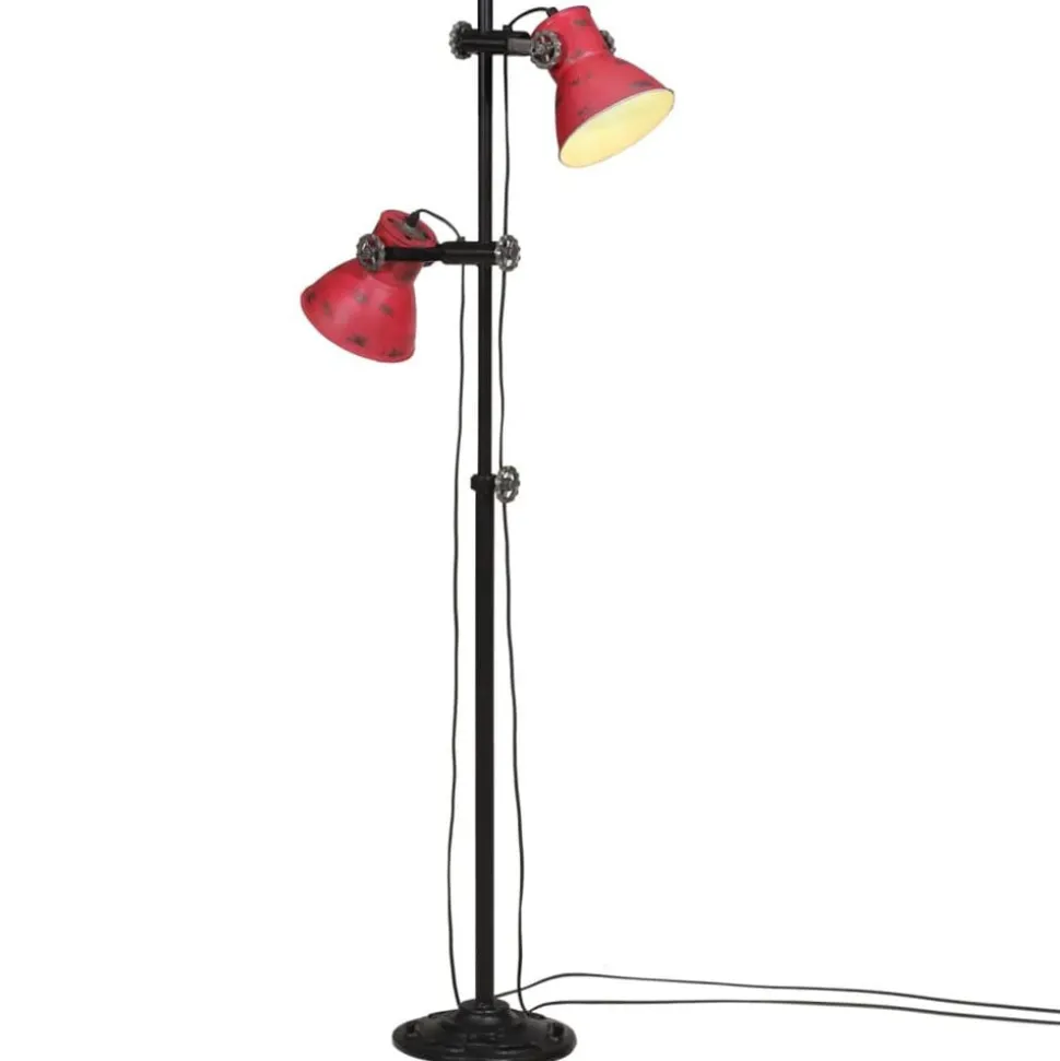 vidaXL Vloerlamp 25 W E27 25x25x90/140 cm verweerd rood