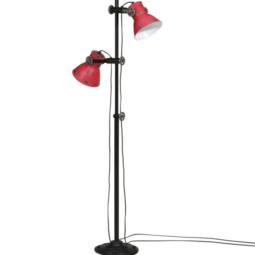 vidaXL Vloerlamp 25 W E27 25x25x90/140 cm verweerd rood