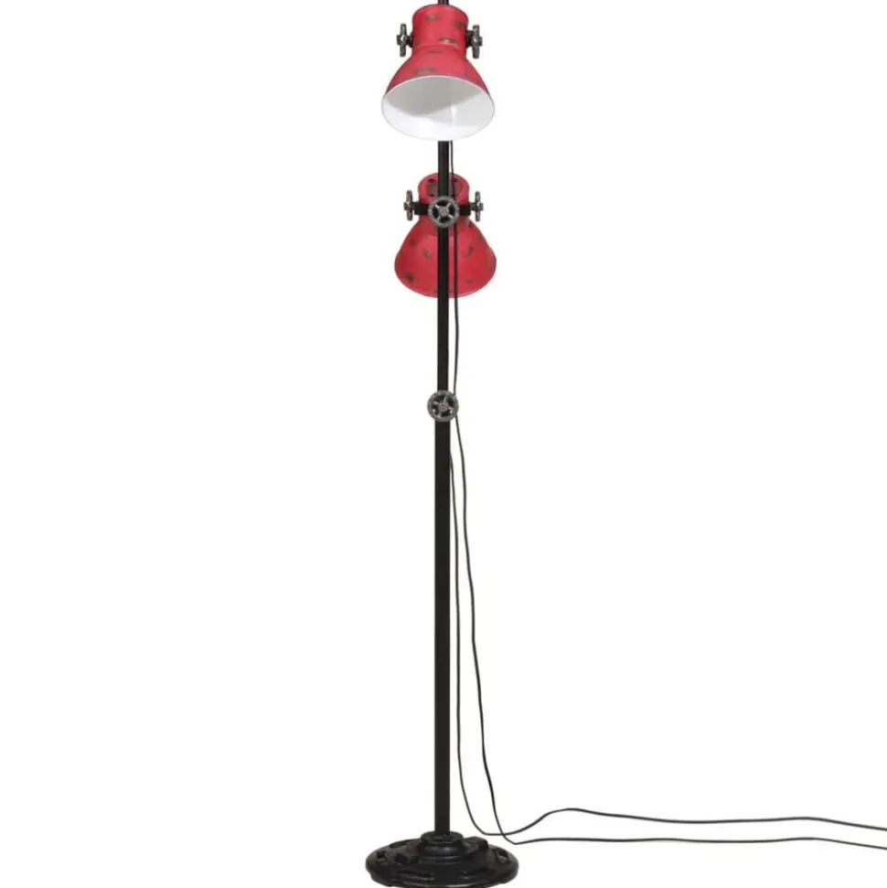 vidaXL Vloerlamp 25 W E27 25x25x90/140 cm verweerd rood