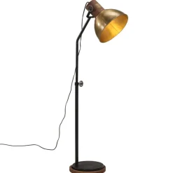 vidaXL Vloerlamp 25 W E27 30x30x100-150 cm antiek messingkleurig