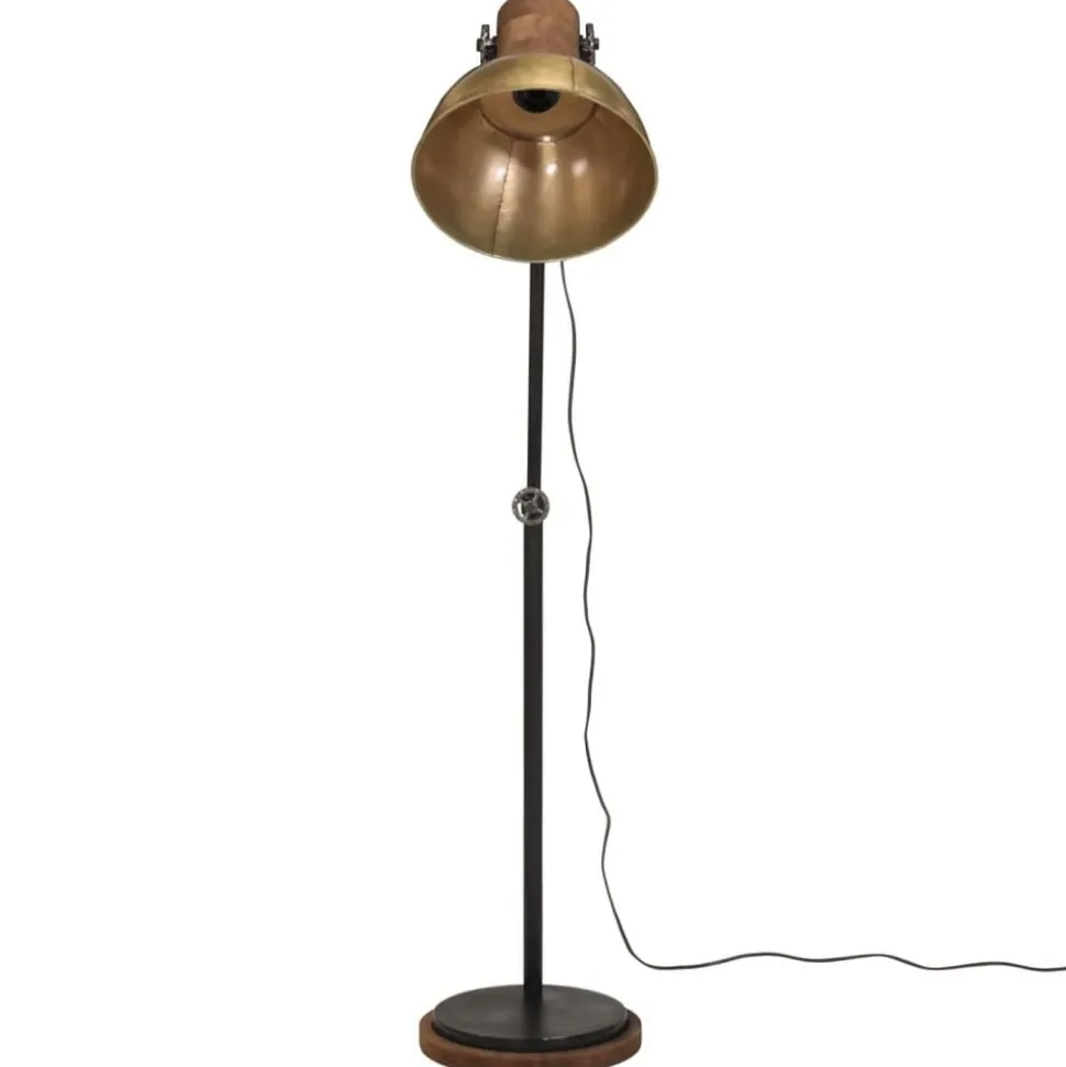 vidaXL Vloerlamp 25 W E27 30x30x100-150 cm antiek messingkleurig