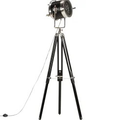 vidaXL Vloerlamp driepoot 171 cm massief mangohout zwart