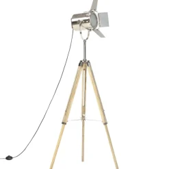 vidaXL Vloerlamp driepoot 140 cm massief mangohout