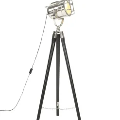 vidaXL Vloerlamp driepoot 97 cm massief mangohout zwart