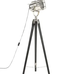vidaXL Vloerlamp driepoot 97 cm massief mangohout zwart