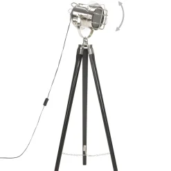 vidaXL Vloerlamp driepoot 97 cm massief mangohout zwart