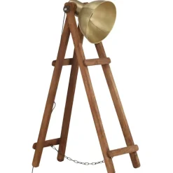 vidaXL Vloerlamp E27 massief mangohout messingkleurig