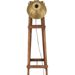 vidaXL Vloerlamp E27 massief mangohout messingkleurig
