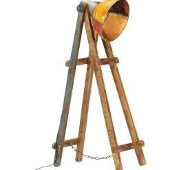 vidaXL Vloerlamp E27 massief mangohout meerkleurig
