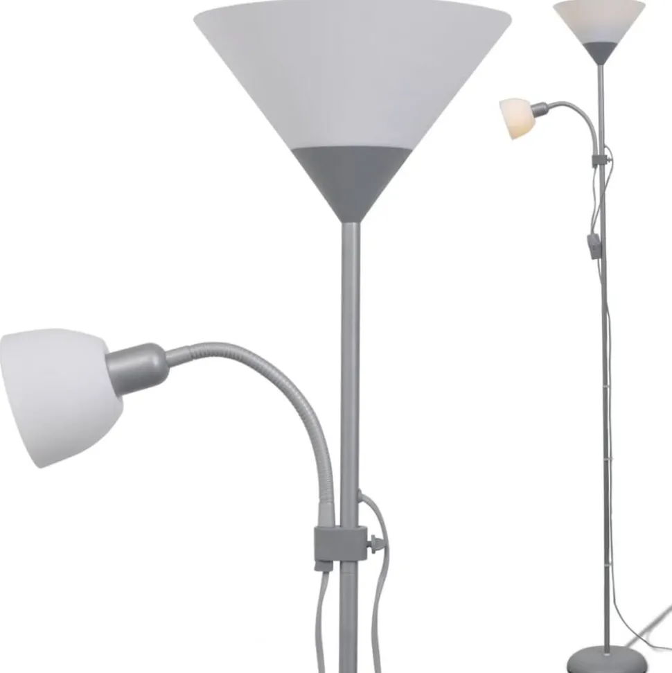 vidaXL Vloerlamp grijs