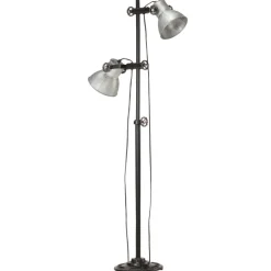 vidaXL Vloerlamp met 2 lampenkappen E27 gietijzer zilverkleurig