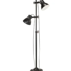vidaXL Vloerlamp met 2 lampenkappen E27 gietijzer zwart