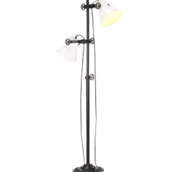 vidaXL Vloerlamp met 2 lampenkappen E27 gietijzer wit
