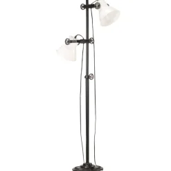 vidaXL Vloerlamp met 2 lampenkappen E27 gietijzer wit