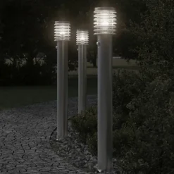 vidaXL Vloerlamp voor buiten met sensor 110 cm roestvrijstaal zilver