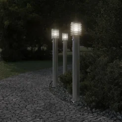 vidaXL Vloerlamp voor buiten met sensor 110 cm roestvrijstaal zilver