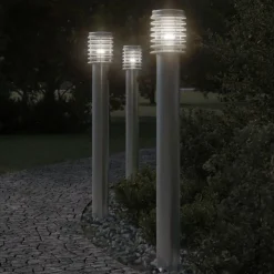 vidaXL Vloerlamp voor buiten 110 cm roestvrijstaal zilverkleurig
