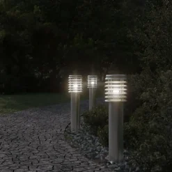 vidaXL Vloerlamp voor buiten 3 st 60 cm roestvrij staal zilverkleurig